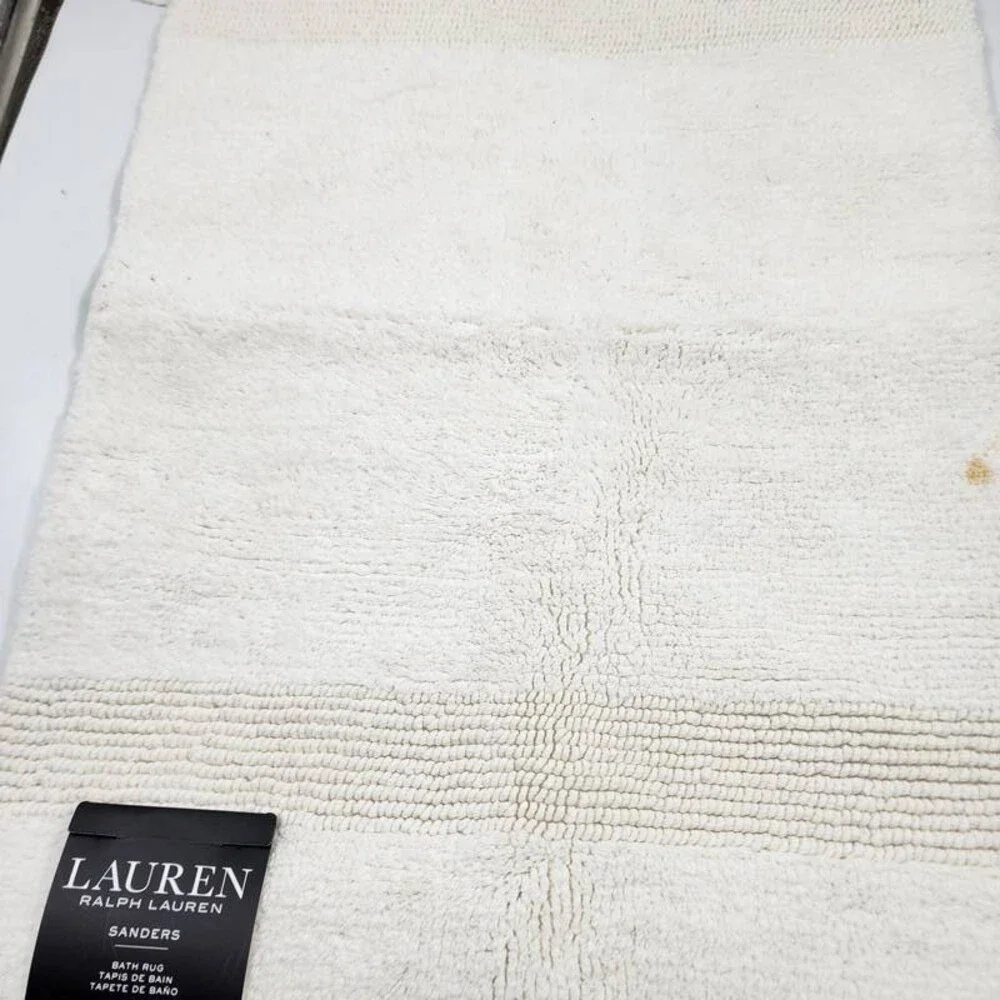 Lauren Ralph Sanders Lauren Bath Rug Antimicrobial Cotton 17 x 24 Linen